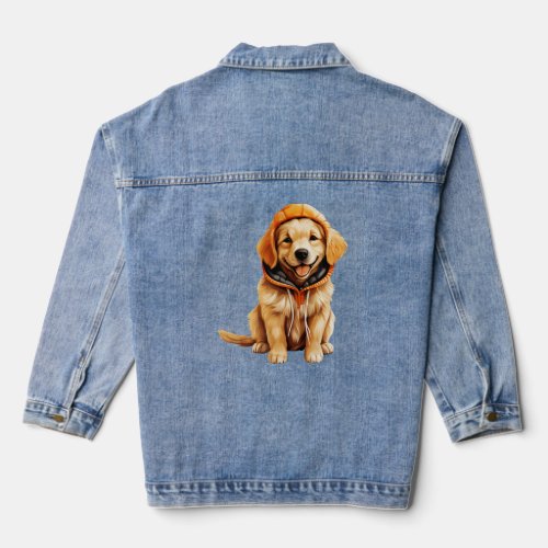 Winter Golden Retriever Dog  Denim Jacket