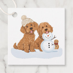 Winter Goldendoodle Dog Cute Snowman Favor Tags