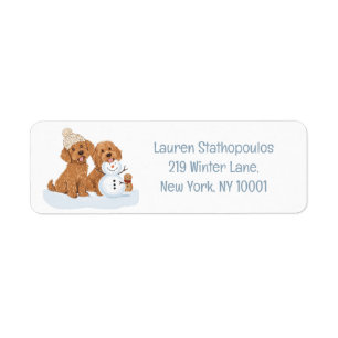 Winter Goldendoodle Dog Cute Snowman Label