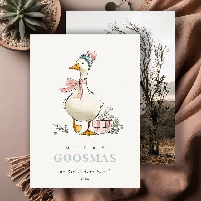Winter Goose Christmas Funny Merry Goosmas Photo Holiday Card (Creator Uploaded)
