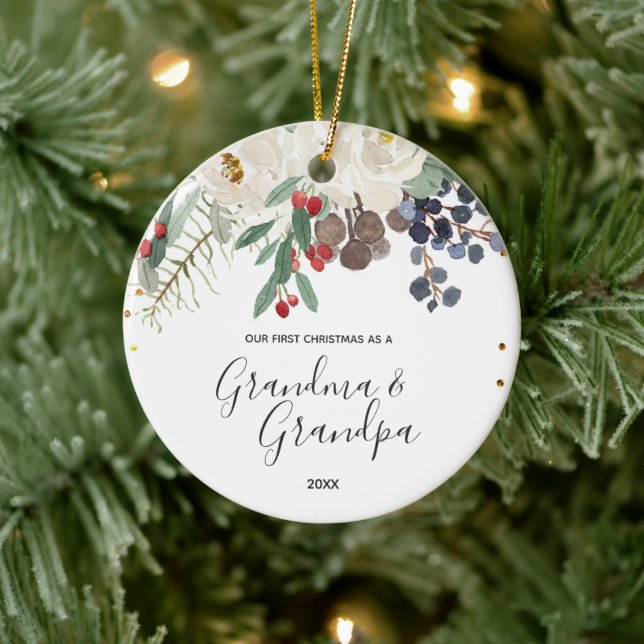 Winter Grandma & Grandpa First Christmas Ornament (Tree)