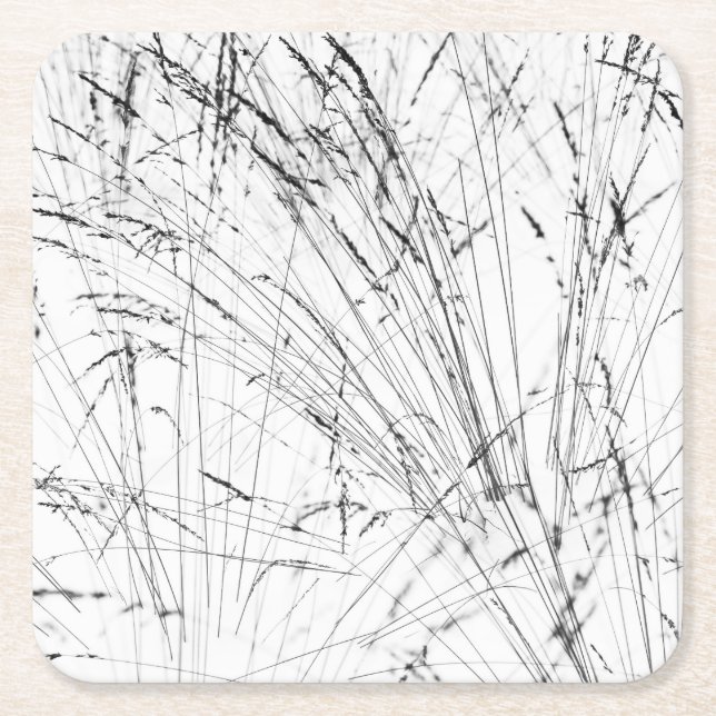 Winter Grass In Snow Square Paper Coaster (Front)