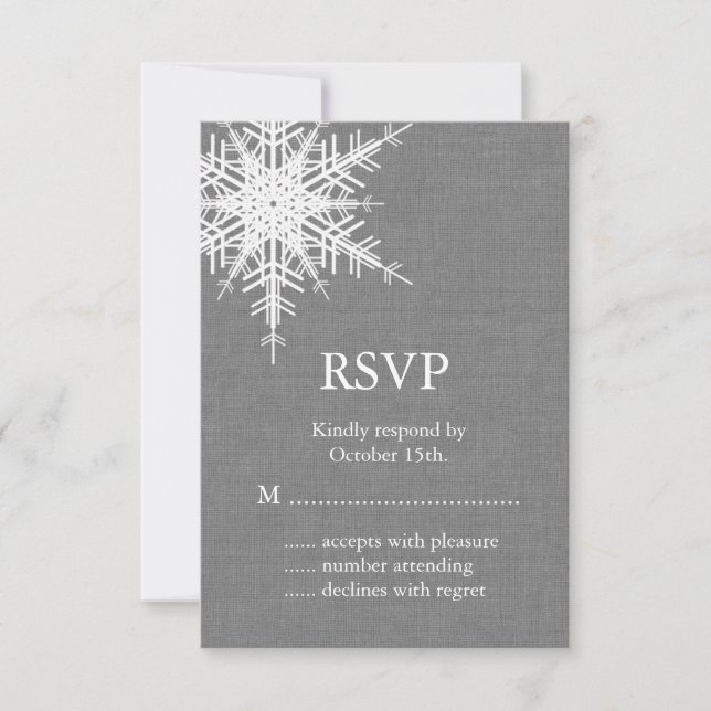 Winter Gray Burlap RSVP Card (Front)
