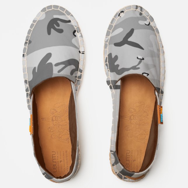 Winter Gray Camouflage Abstract Pattern Espadrilles (Front)