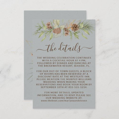 Winter Gray Details RSVP Website Wedding Enclosure Card