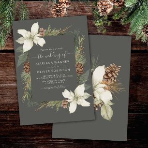 Winter Gray Elegant Script Wedding Invitation
