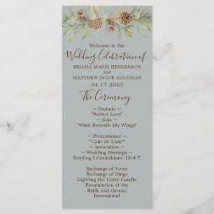 Winter Gray Elegant Script Wedding Program