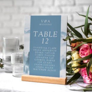 Winter Gray Mountains Wedding Table Number