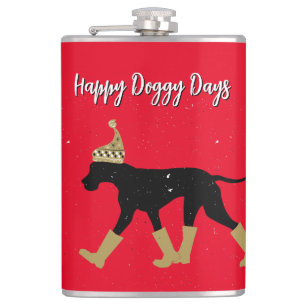 Winter Great Dane and Text Flask