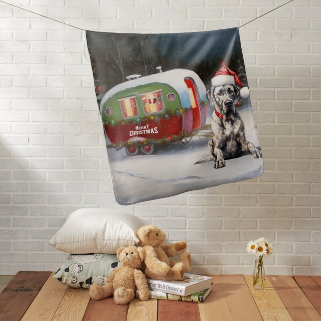 Winter Great Dane Caravan Christmas Adventure Baby Blanket (In Situ)