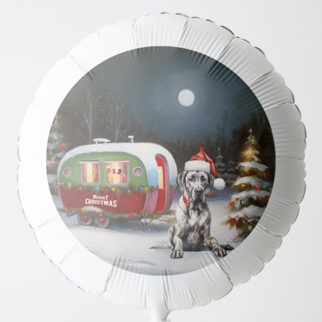 Winter Great Dane Caravan Christmas Adventure Balloon (Front)