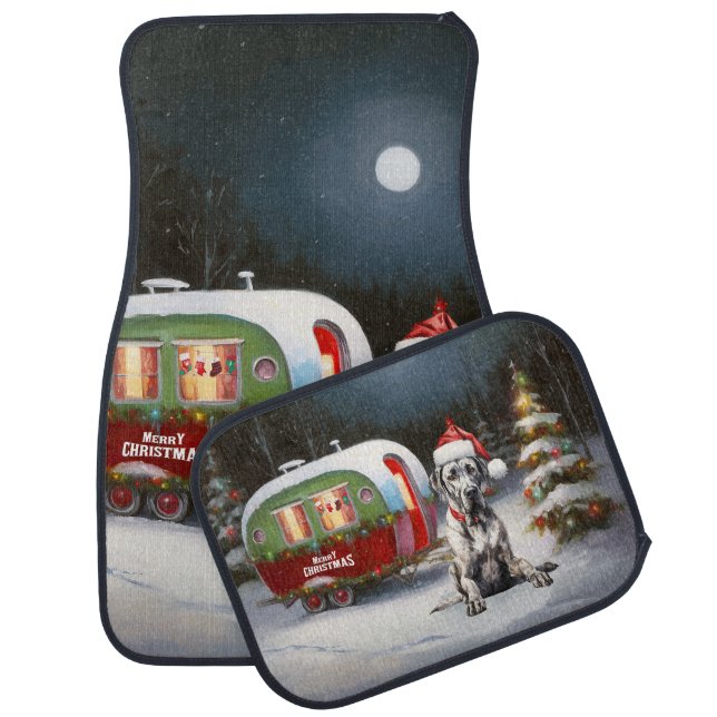 Winter Great Dane Caravan Christmas Adventure Car Floor Mat (Set)