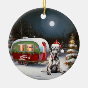 Winter Great Dane Caravan Christmas Adventure Ceramic Ornament
