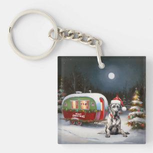 Winter Great Dane Caravan Christmas Adventure Keychain