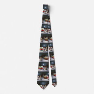 Winter Great Dane Caravan Christmas Adventure Neck Tie