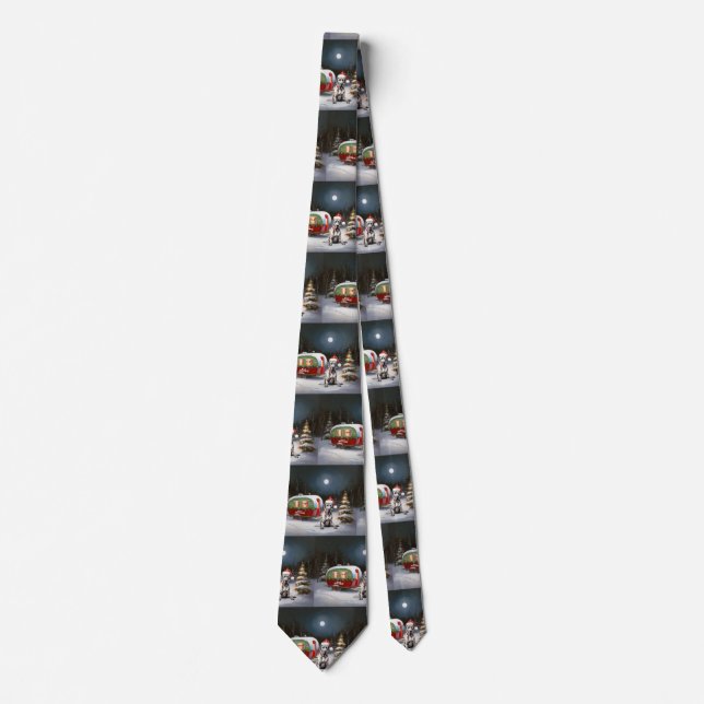 Winter Great Dane Caravan Christmas Adventure Neck Tie (Front)