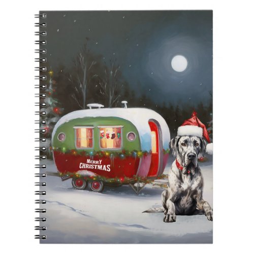 Winter Great Dane Caravan Christmas Adventure Notebook