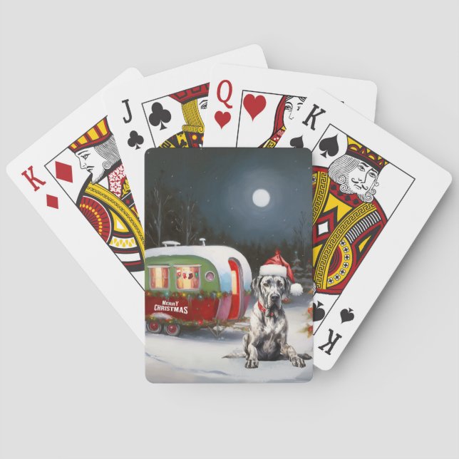 Winter Great Dane Caravan Christmas Adventure Poker Cards (Back)