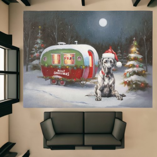 Winter Great Dane Caravan Christmas Adventure Rug