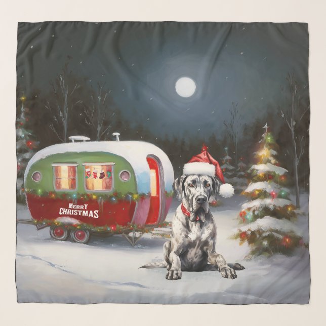 Winter Great Dane Caravan Christmas Adventure Scarf (Front)