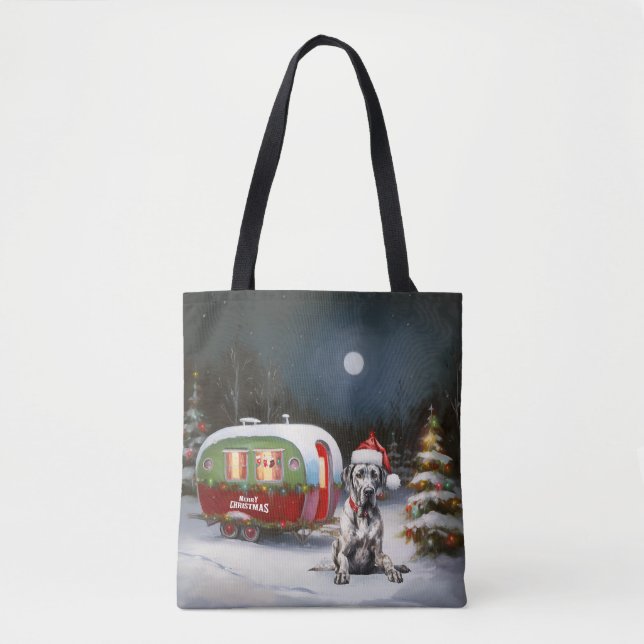 Winter Great Dane Caravan Christmas Adventure Tote Bag (Front)