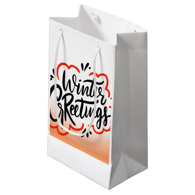 Winter Greatings  Small Gift Bag (Front Angled)