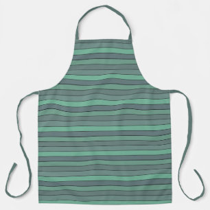 Winter Green And Gray Stripes On Watercolor Paper Apron