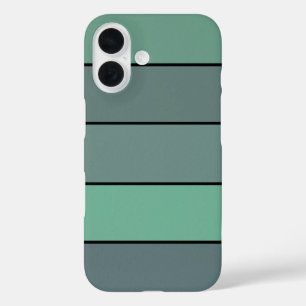 Winter Green And Gray Stripes On Watercolor Paper iPhone 16 Case