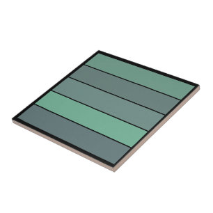 Winter Green And Gray Stripes On Watercolor Paper Ceramic Tile