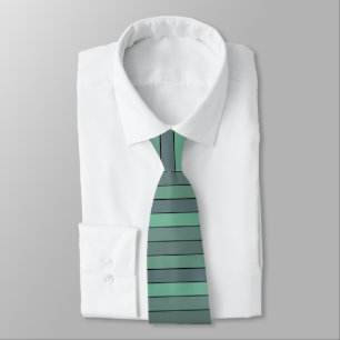 Winter Green And Gray Stripes On Watercolor Paper  Neck Tie