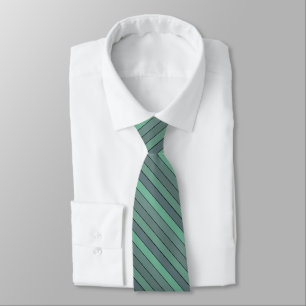 Winter Green And Gray Stripes On Watercolor Paper Neck Tie