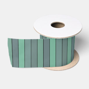 Winter Green And Gray Stripes On Watercolor Paper Satin Ribbon