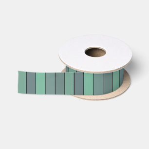 Winter Green And Gray Stripes On Watercolor Paper Satin Ribbon
