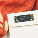 Winter Green | Botanical Christmas Family Name Label<br><div class="desc">A custom holiday season return address with winter greenery and red berries. The background is a festive green color, and is sure to stand out against your envelopes or gifts. Your family name and personalized return address appear in classic white serif typography. These labels are perfect for enhancing your holiday...</div>