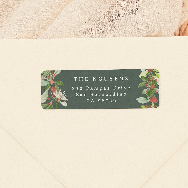 Winter Green | Botanical Christmas Family Name Label (Creator Uploaded)