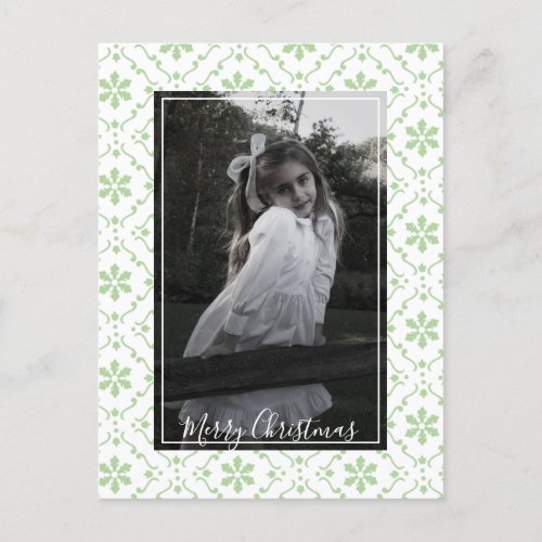 Winter Green Christmas Photo Card 1 Photo