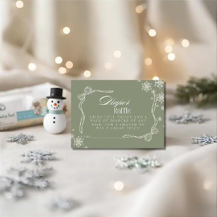 Winter Green Diaper Raffle Baby Shower Enclosure Card