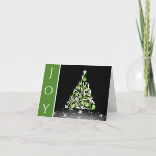 Winter Green Mint Candy Fancy Christmas Tree Holiday Card
