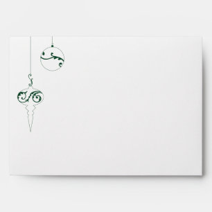 Winter Green Monogram Christmas Bauble Holiday Envelope