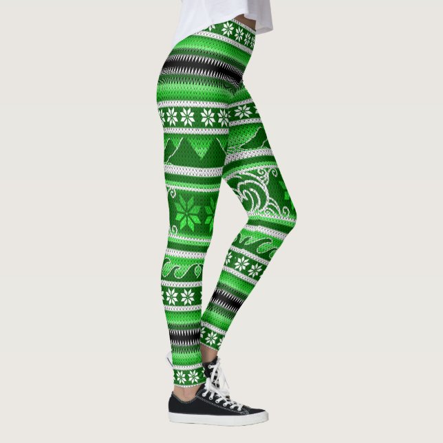 Winter Green Nordic Design Leggings (Right)