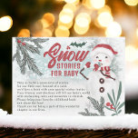 Winter green pine snowman bring a book baby shower enclosure card<br><div class="desc">Bring a book! Help build a snowy library for the baby! Add a special touch to your celebration with our Snow Much Joy Bring a Book Card. Guests can bring their favorite children's book to share with the little one. Featuring a charming baby snowman wearing a Santa hat with red...</div>
