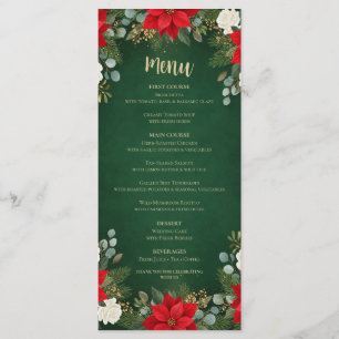 Winter Green Velvet Christmas Floral Wedding Menu