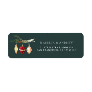 Winter Green Watercolor Ornament Address Label