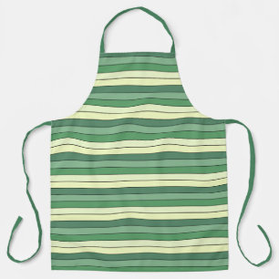 Winter Green Yellow Stripes On Watercolor Paper Apron