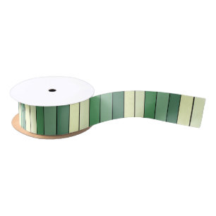 Winter Green Yellow Stripes On Watercolor Paper Satin Ribbon