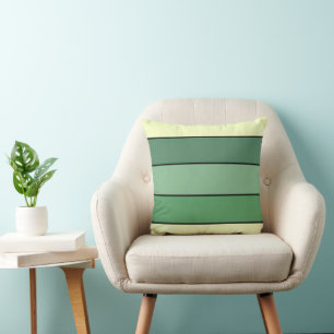 Winter Green Yellow Stripes On Watercolor Paper Throw Pillow