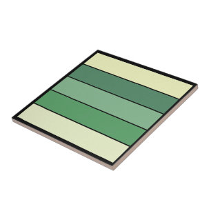 Winter Green Yellow Strips On Watercolor Paper Ceramic Tile