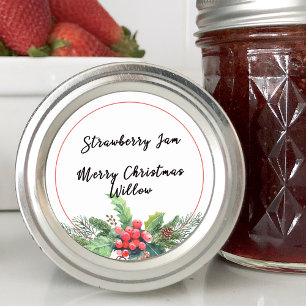 Winter Greener Bouquet Blank Homemade Jar Canning Classic Round Sticker
