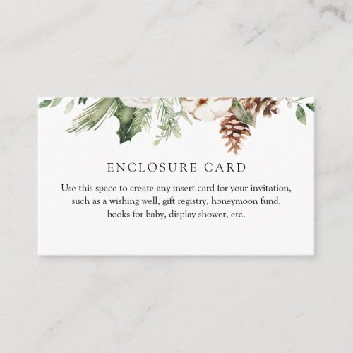 Winter Greenery and Pinecone Custom Enclosure Card