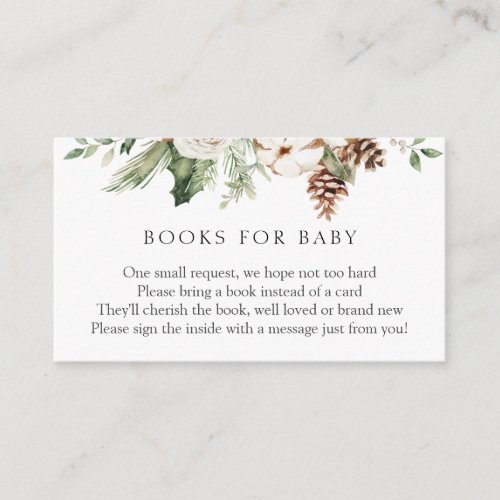 Winter Greenery and Pinecones Books for Baby Enclosure Card